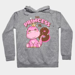 This Princess is 8 Girls 8th Birthday Pink Dinosaur Party Hoodie